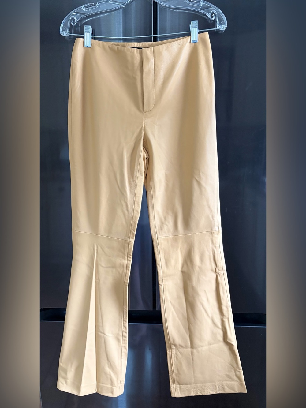 VTG Dana Buchanan Leather Flare Trousers 2 EUC Minimalist Quiet Luxury Old Money